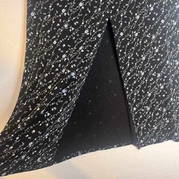 Es Se Vintage Y2K Black Blue Floral Maxi Stretch Skirt Slit size medium - Picture 6 of 6